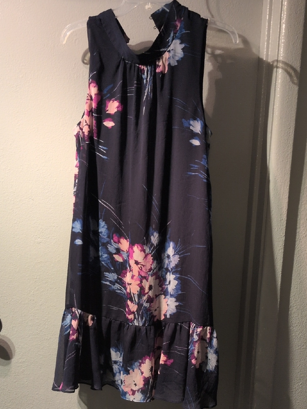 Sleeveless Navy Halter DKNY Dress Size 12 Floral